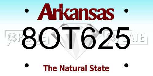 8OT625 Arkansas License Plate