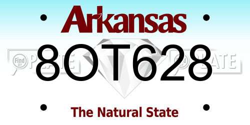 8OT628 Arkansas License Plate