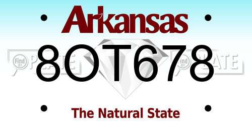 8OT678 Arkansas License Plate