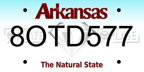 8OTD577 Arkansas License Plate