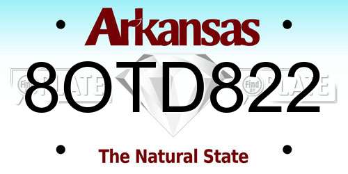 8OTD822 Arkansas License Plate