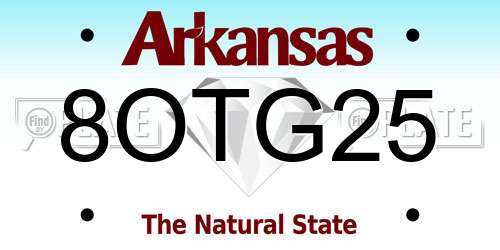 8OTG25 Arkansas License Plate