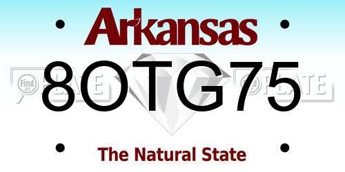 8OTG75 Arkansas License Plate