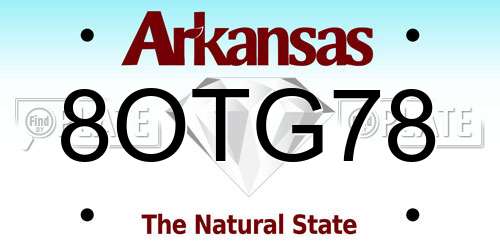 8OTG78 Arkansas License Plate