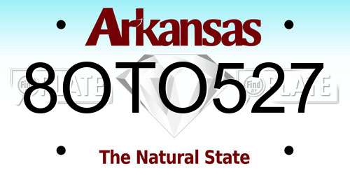 8OTO527 Arkansas License Plate