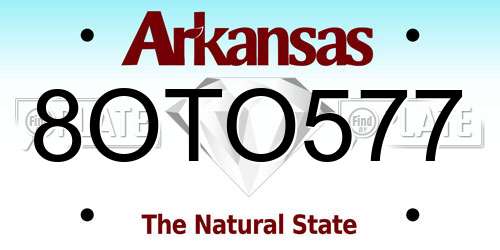 8OTO577 Arkansas License Plate