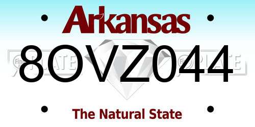 8OVZ044 Arkansas License Plate