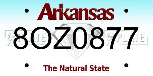 8OZ0877 Arkansas License Plate