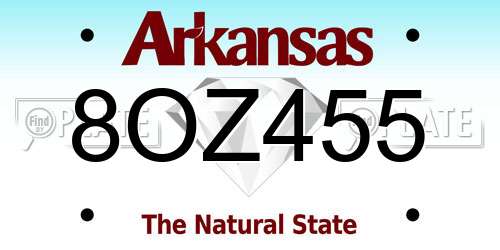 8OZ455 Arkansas License Plate