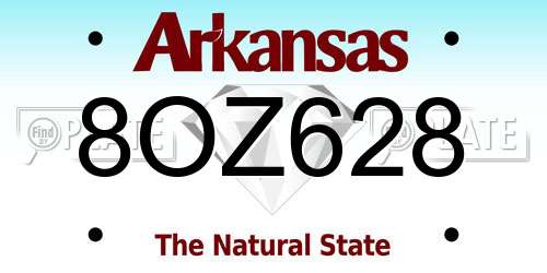 8OZ628 Arkansas License Plate