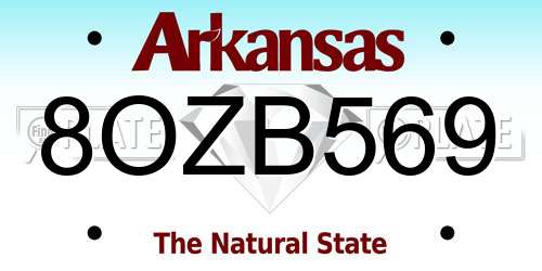 8OZB569 Arkansas License Plate