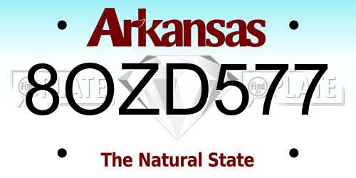 8OZD577 Arkansas License Plate