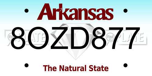8OZD877 Arkansas License Plate
