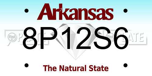 8P12S6 Arkansas License Plate