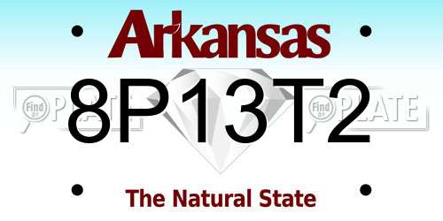 8P13T2 Arkansas License Plate