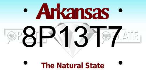 8P13T7 Arkansas License Plate