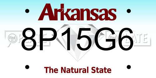 8P15G6 Arkansas License Plate