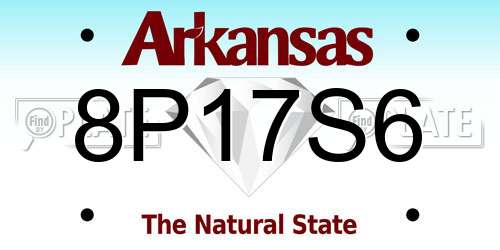 8P17S6 Arkansas License Plate