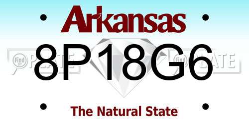 8P18G6 Arkansas License Plate