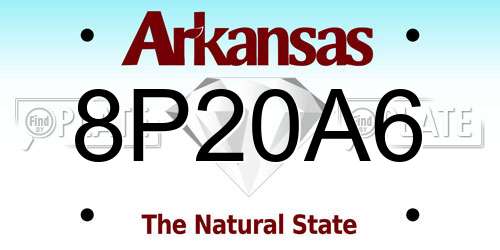 8P20A6 Arkansas License Plate