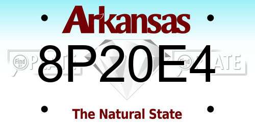 8P20E4 Arkansas License Plate