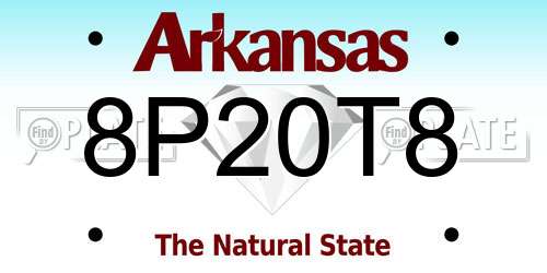 8P20T8 Arkansas License Plate