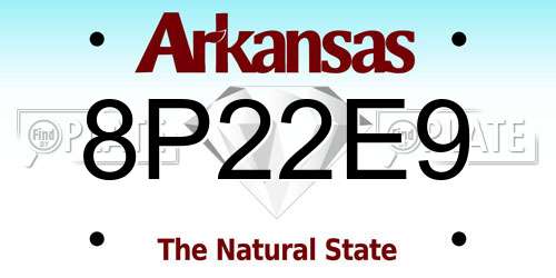 8P22E9 Arkansas License Plate