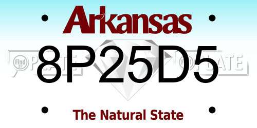 8P25D5 Arkansas License Plate