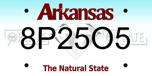 8P25O5 Arkansas License Plate