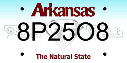 8P25O8 Arkansas License Plate