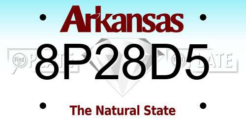 8P28D5 Arkansas License Plate