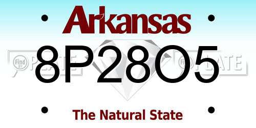 8P28O5 Arkansas License Plate