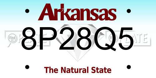 8P28Q5 Arkansas License Plate