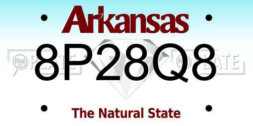 8P28Q8 Arkansas License Plate