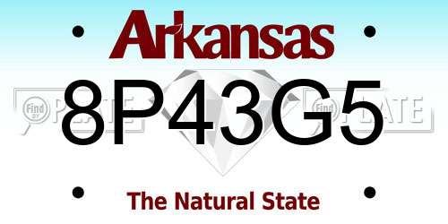 8P43G5 Arkansas License Plate