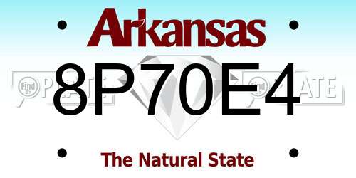 8P70E4 Arkansas License Plate