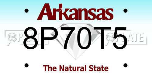 8P70T5 Arkansas License Plate