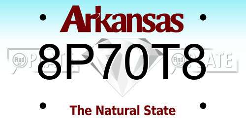 8P70T8 Arkansas License Plate