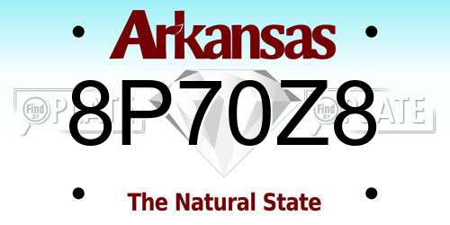 8P70Z8 Arkansas License Plate