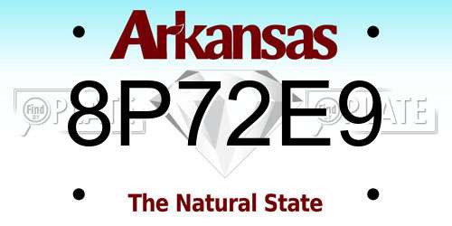 8P72E9 Arkansas License Plate