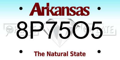8P75O5 Arkansas License Plate