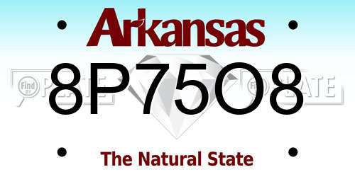 8P75O8 Arkansas License Plate