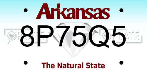8P75Q5 Arkansas License Plate