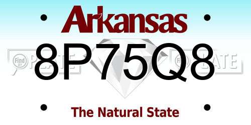 8P75Q8 Arkansas License Plate
