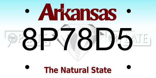 8P78D5 Arkansas License Plate