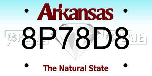 8P78D8 Arkansas License Plate