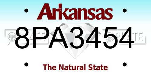 8PA3454 Arkansas License Plate