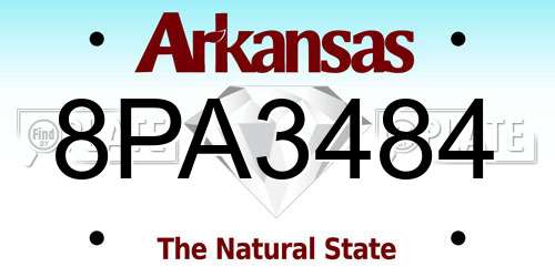 8PA3484 Arkansas License Plate