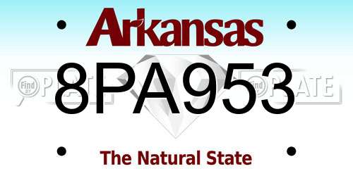 8PA953 Arkansas License Plate