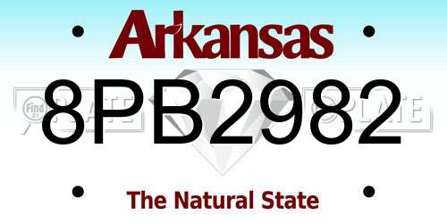 8PB2982 Arkansas License Plate